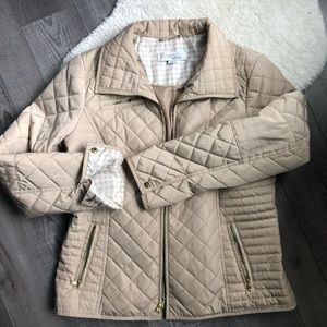 Company Ellen Tracy Beige Diamond Quilted Jacket L